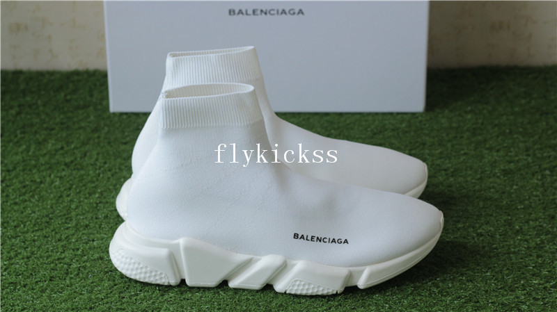 Update Version Balenciaga Speed Trainer Sock Race Runners All White